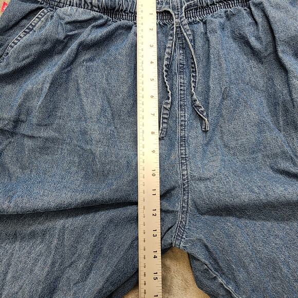 Vintage 90s Woman Within Pants Size 22W Pull On Crop Drawstring Chambray Pockets - Picture 9 of 12